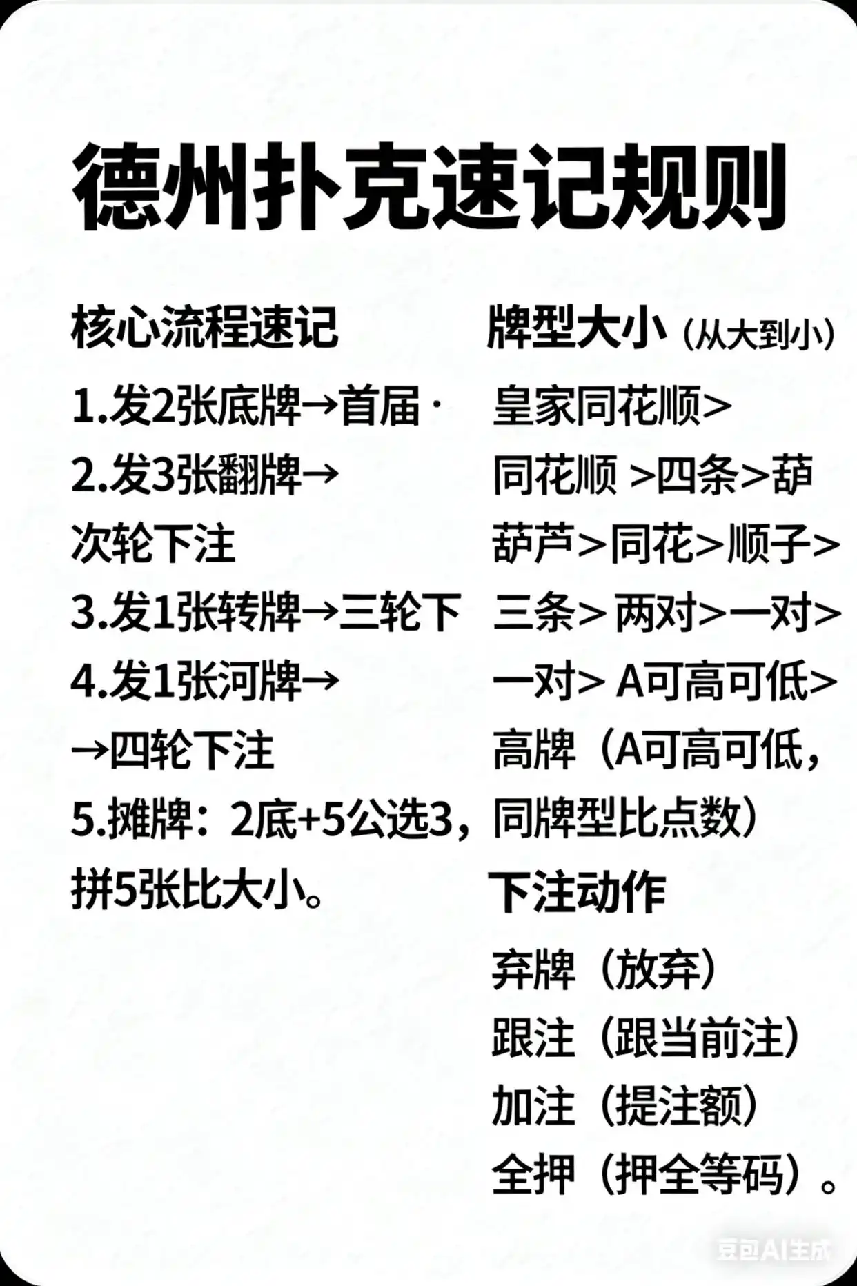 德州扑克核心规则玩法_新手秒懂版_德州扑克规则